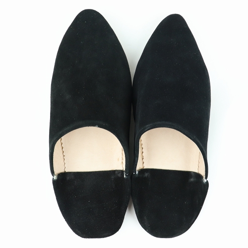 先細スエードバブーシュ 39/43 黒