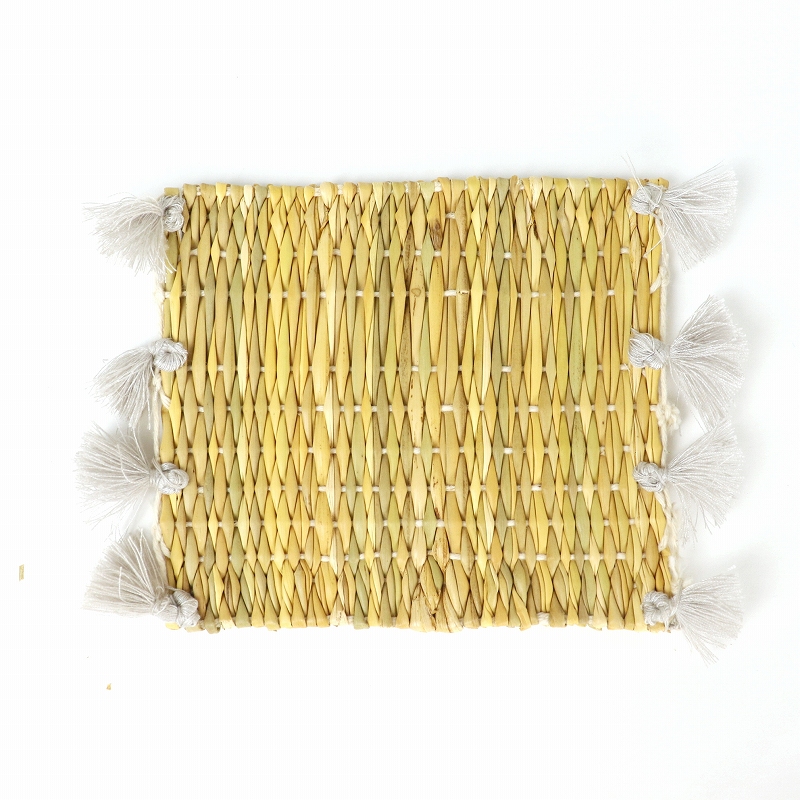 コットンポンポンコースター 10x10 グレー