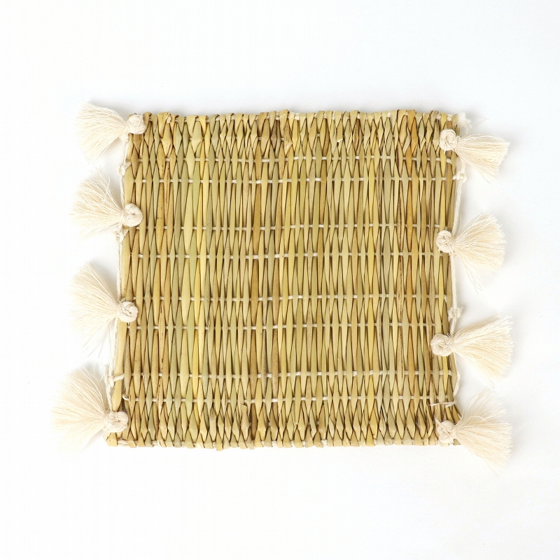 コットンポンポンコースター 10x10 エクリュ