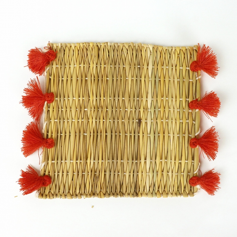 コットンポンポンコースター 10x10 コーラル