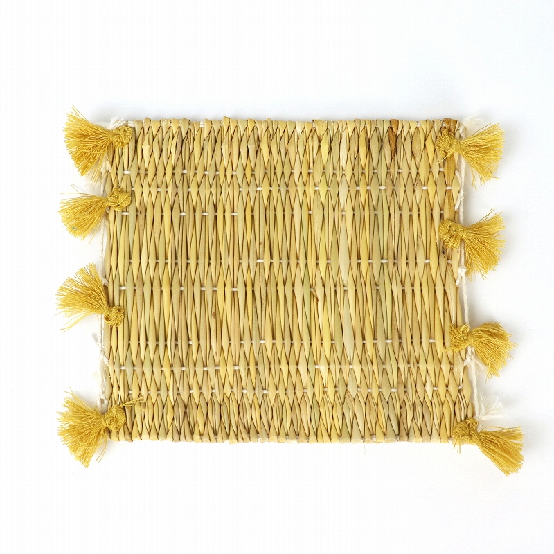 コットンポンポンコースター 10x10 黄