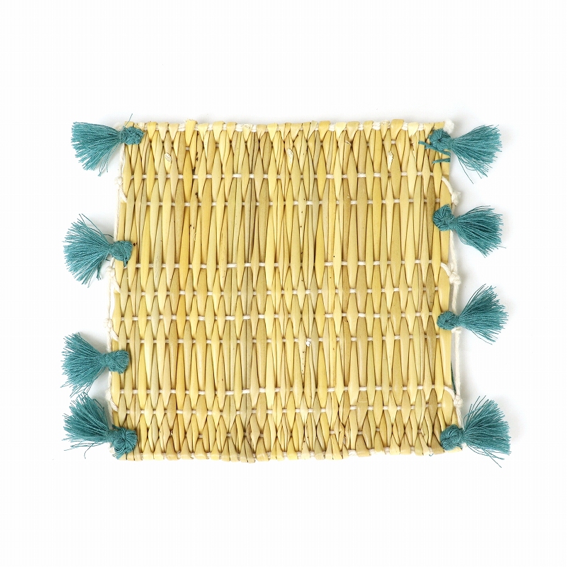 コットンポンポンコースター 10x10 グリーン