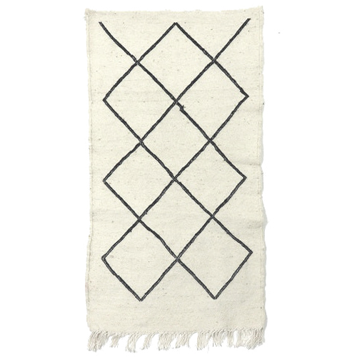 ワザンペッタリ絨毯(白黒) 97x54 一点物 04