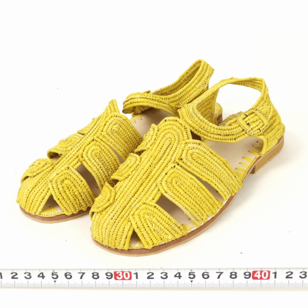 【SALE】ラフィアグラディエーターサンダル 黄 22SS一点 @22000→17600