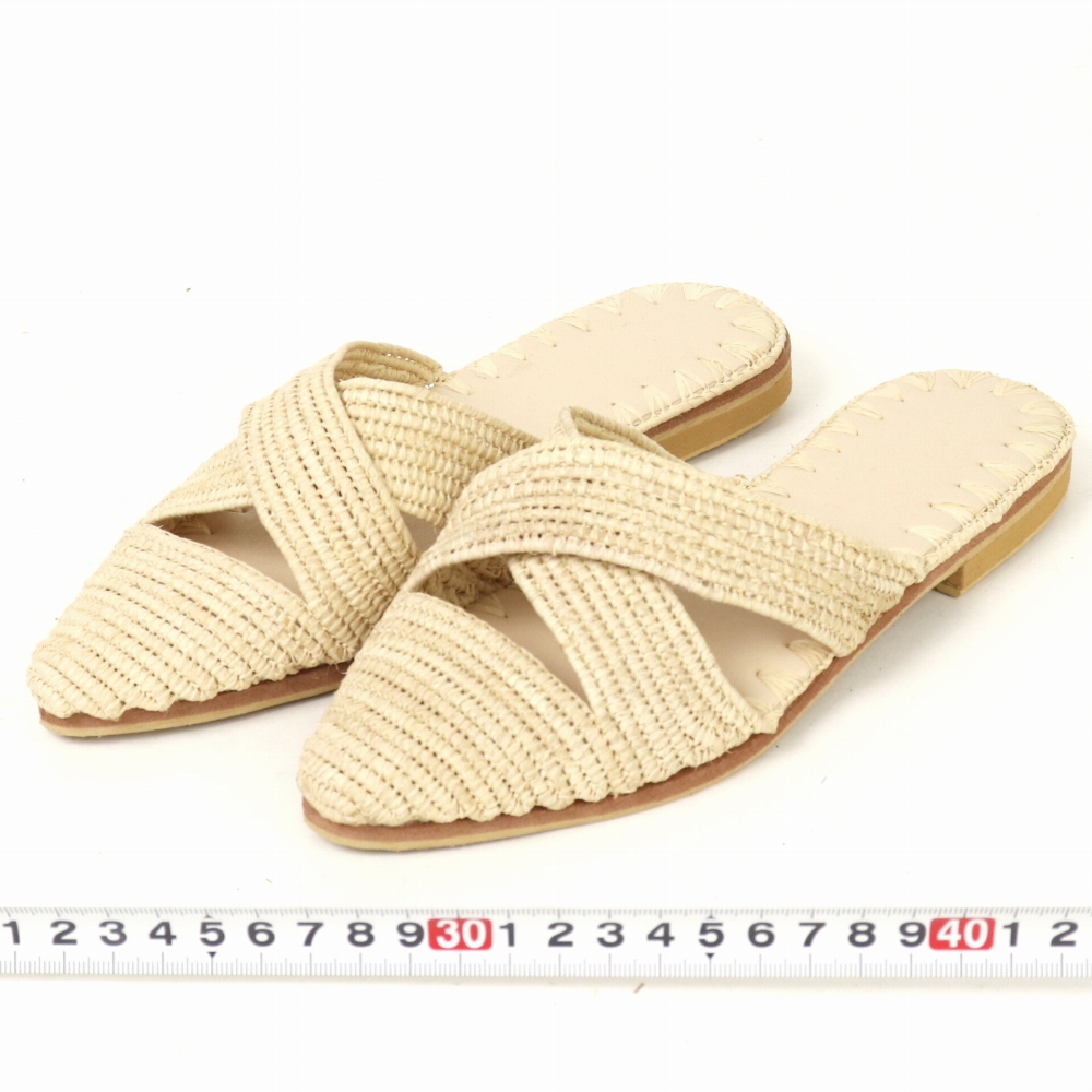 【SALE】ラフィア先細十字サンダル ナチュラル 22SS一点 @18000→14400