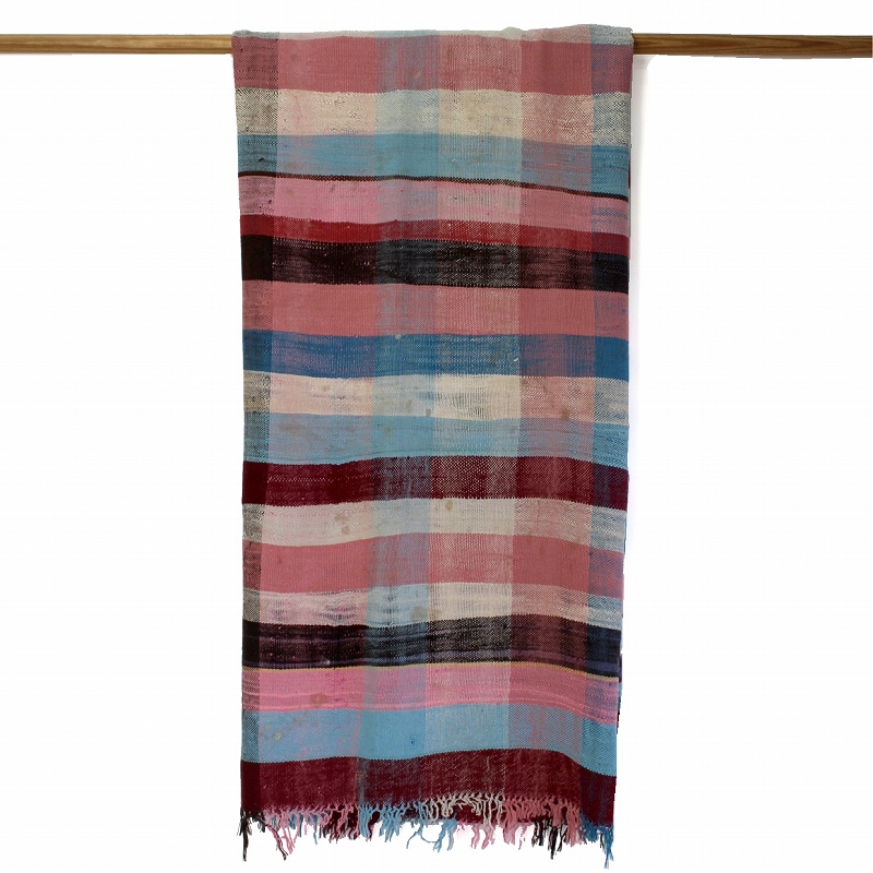 ビザラ(ハイク) チェック柄ベッドカバー 一点物-02