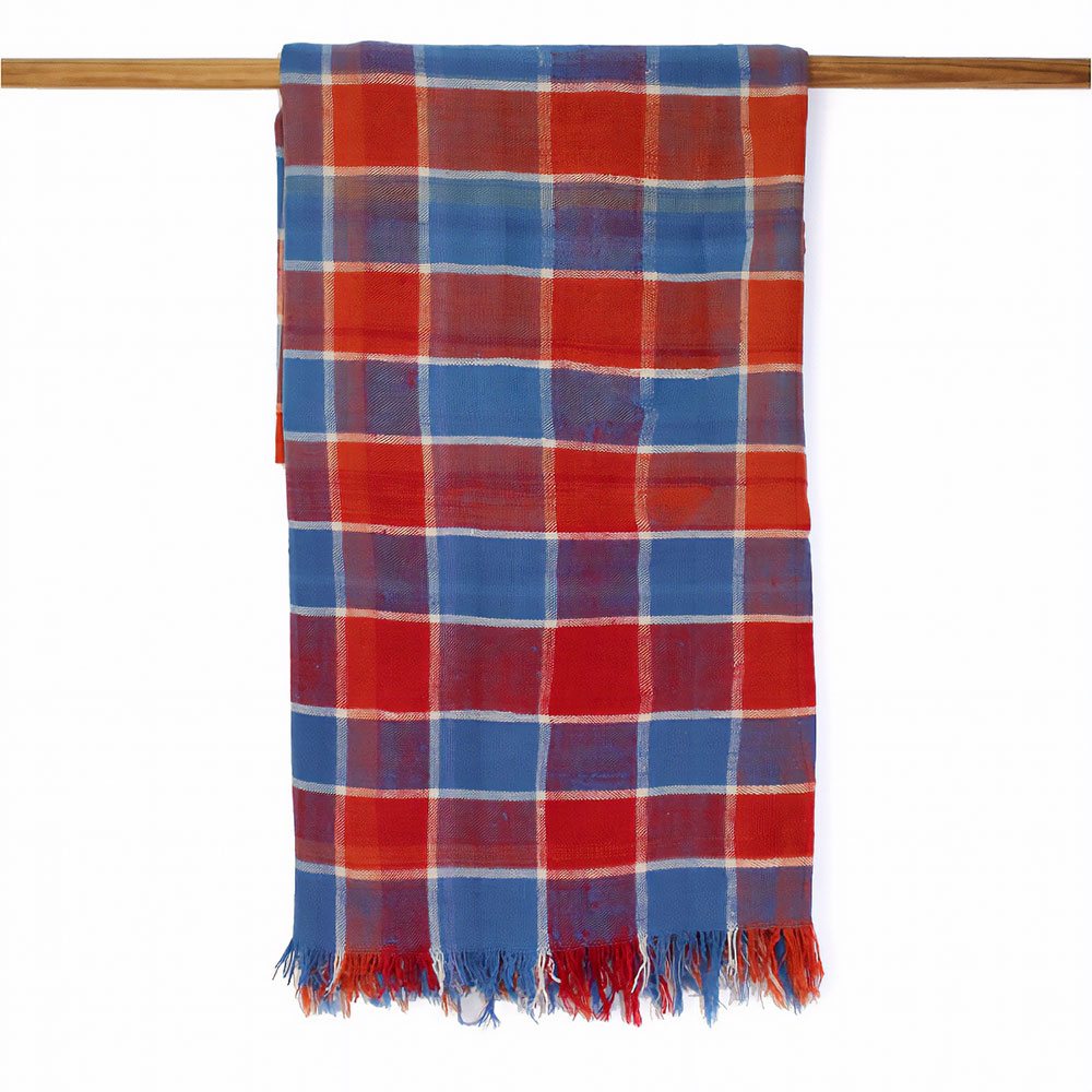 ビザラ チェック柄ベッドカバー 一点物-60