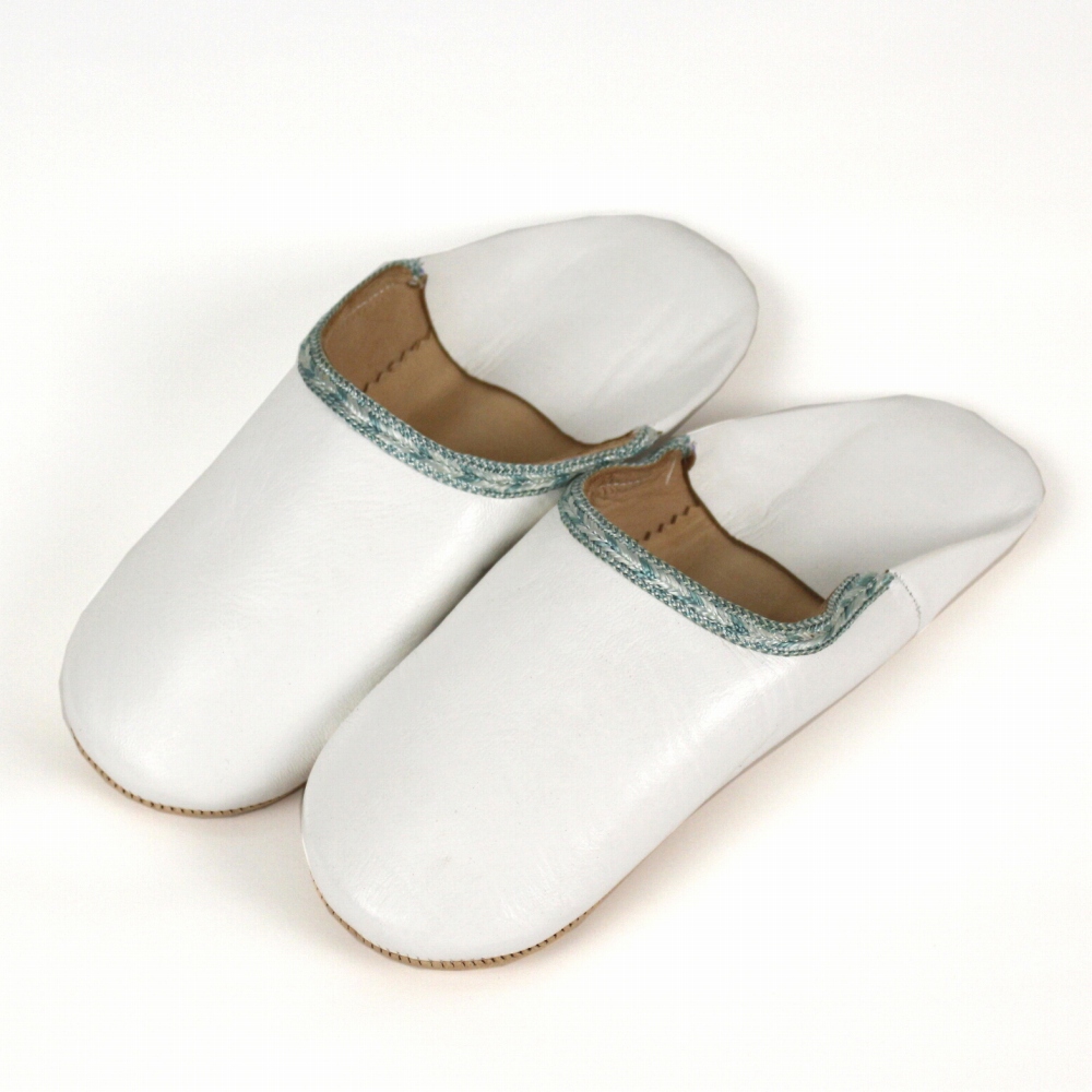 バブーシュ 縁リボン 白xペールブルー 24SS一点物 @5900→4720