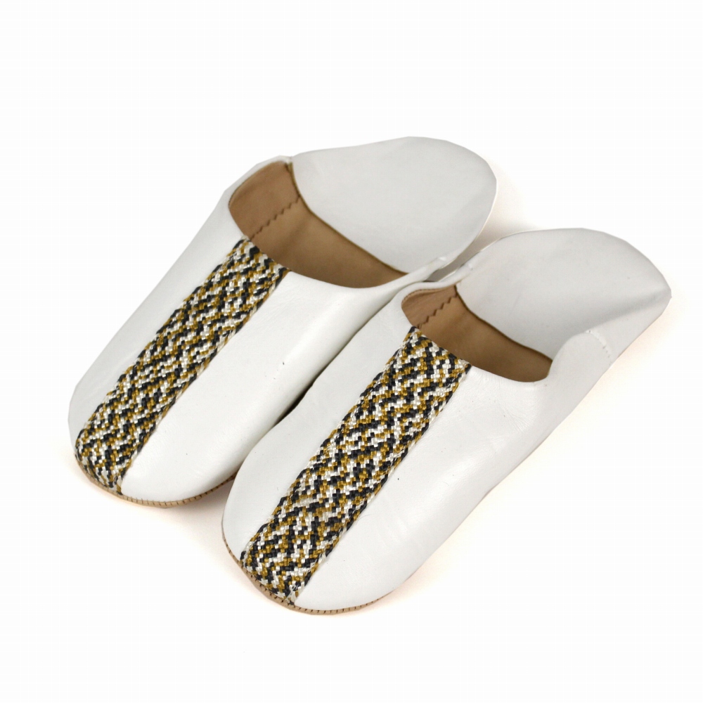 バブーシュ 中央リボン 白x黒x薄茶 24SS一点物 @5900→4720