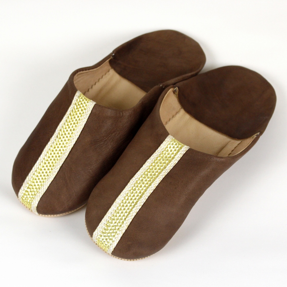 バブーシュ 中央リボン 薄茶xゴールド 24SS一点物 @5900→4720