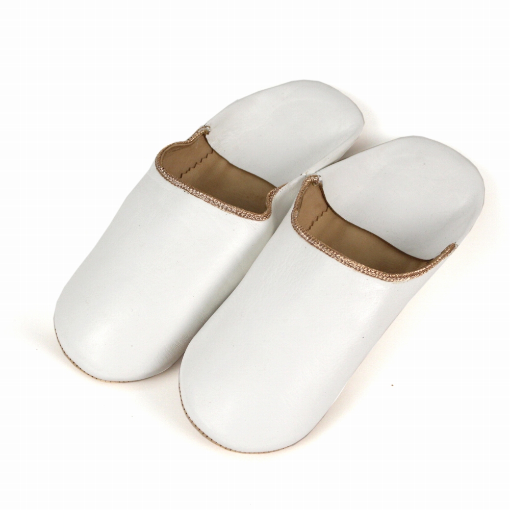 バブーシュ 縁細ライン 白xサーモンピンク 24SS一点物 @5900→4720