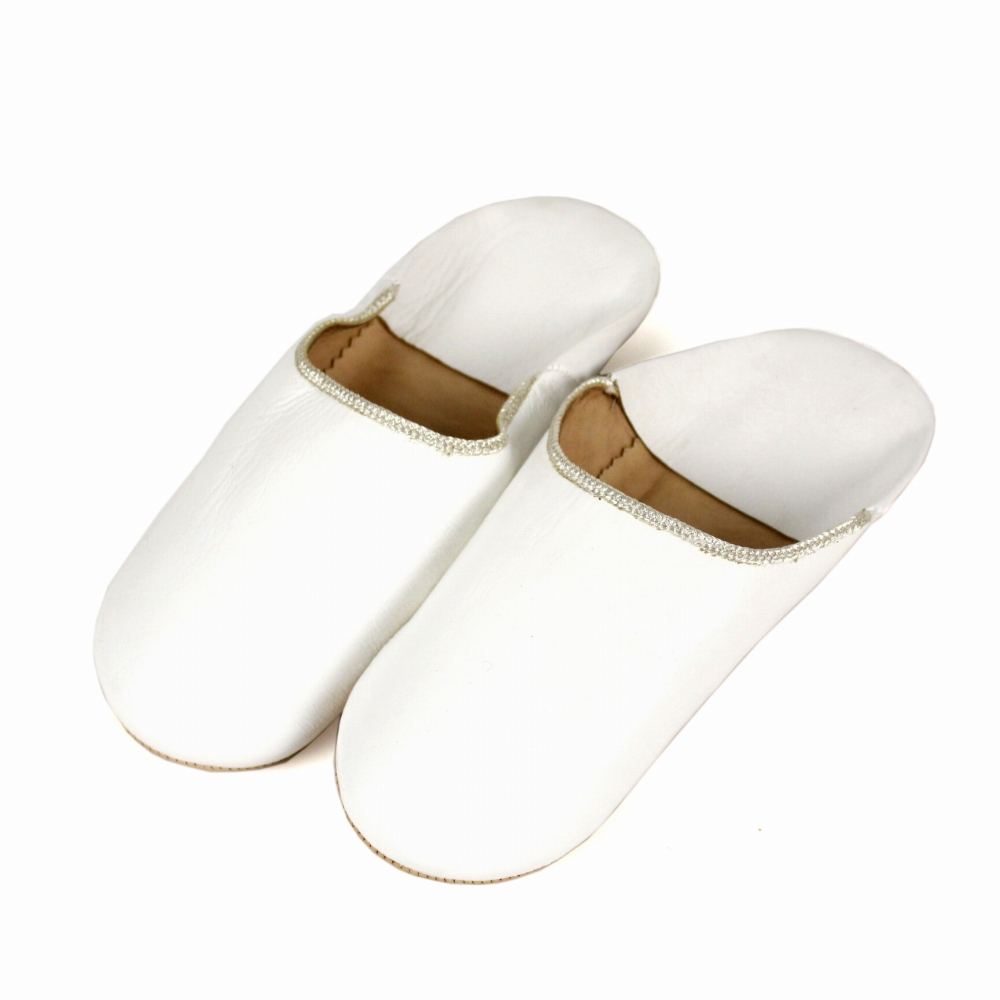 バブーシュ 縁細ライン 白xシルバー 24SS一点物 @5900→4720