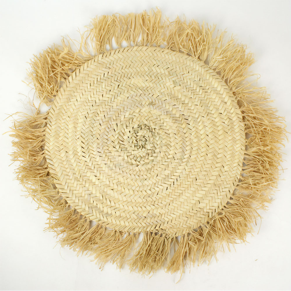 フリンジ付きテーブルマット ナチュラル 24SS一点物 @4500→3600