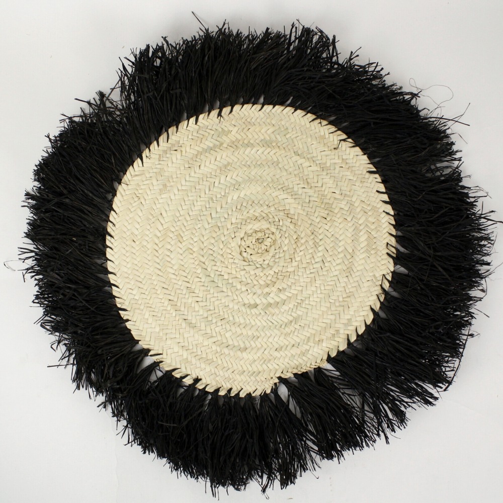 フリンジ付きテーブルマット 黒 24SS一点物 @4500→3600