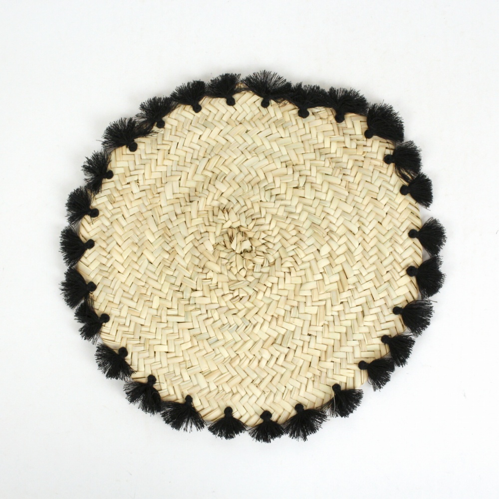 タザまんまる ランチョンマット タッセル付き 黒 24SS一点物 @3800→3040