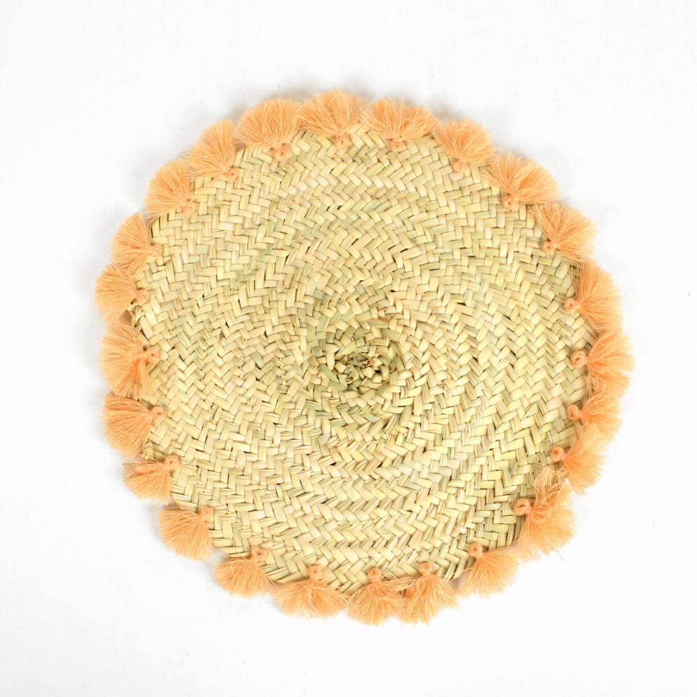 タザまんまる ランチョンマット タッセル付き サーモンピンク 24SS一点物 @3800→3040