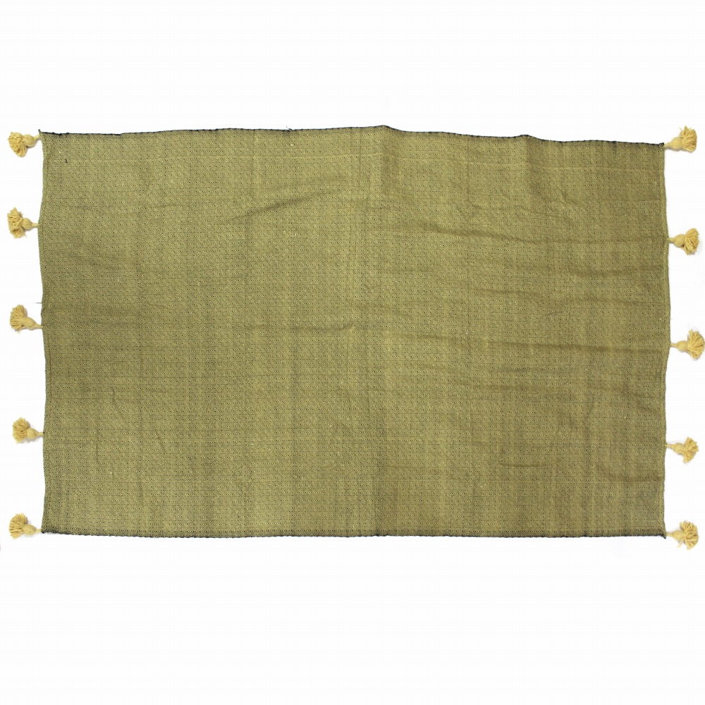 コットンラグ ポンポン付き 黄 24SS一点物 @24000→19200