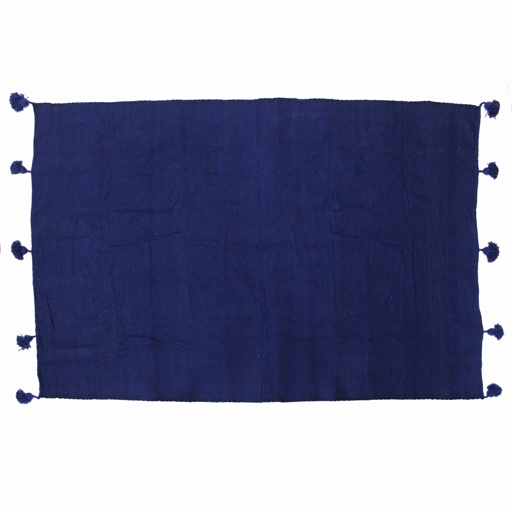 コットンラグ ポンポン付き 青 24SS一点物 @24000→19200