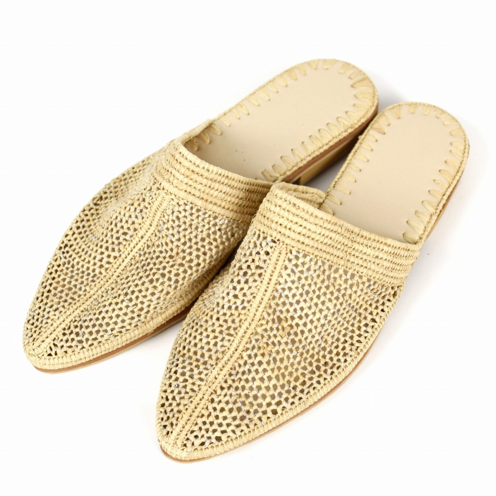 【SALE】ラフィア先細サンダル ナチュラル 24SS一点物 @19000→15200