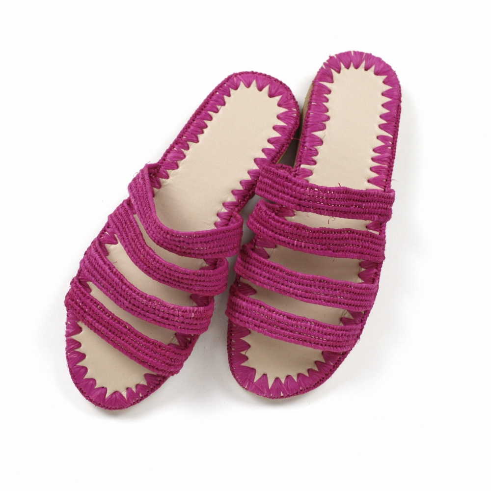 【SALE】ラフィアサンダル 4ライン フシア 24SS一点物 @20000→16000