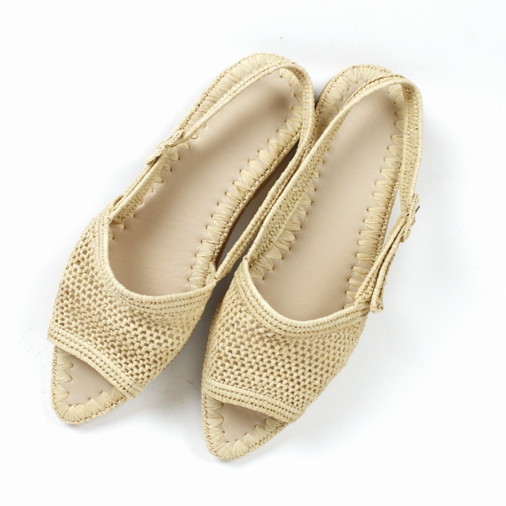 【SALE】ラフィアサンダル かかとあり ナチュラル 24SS一点物 @22500→18000