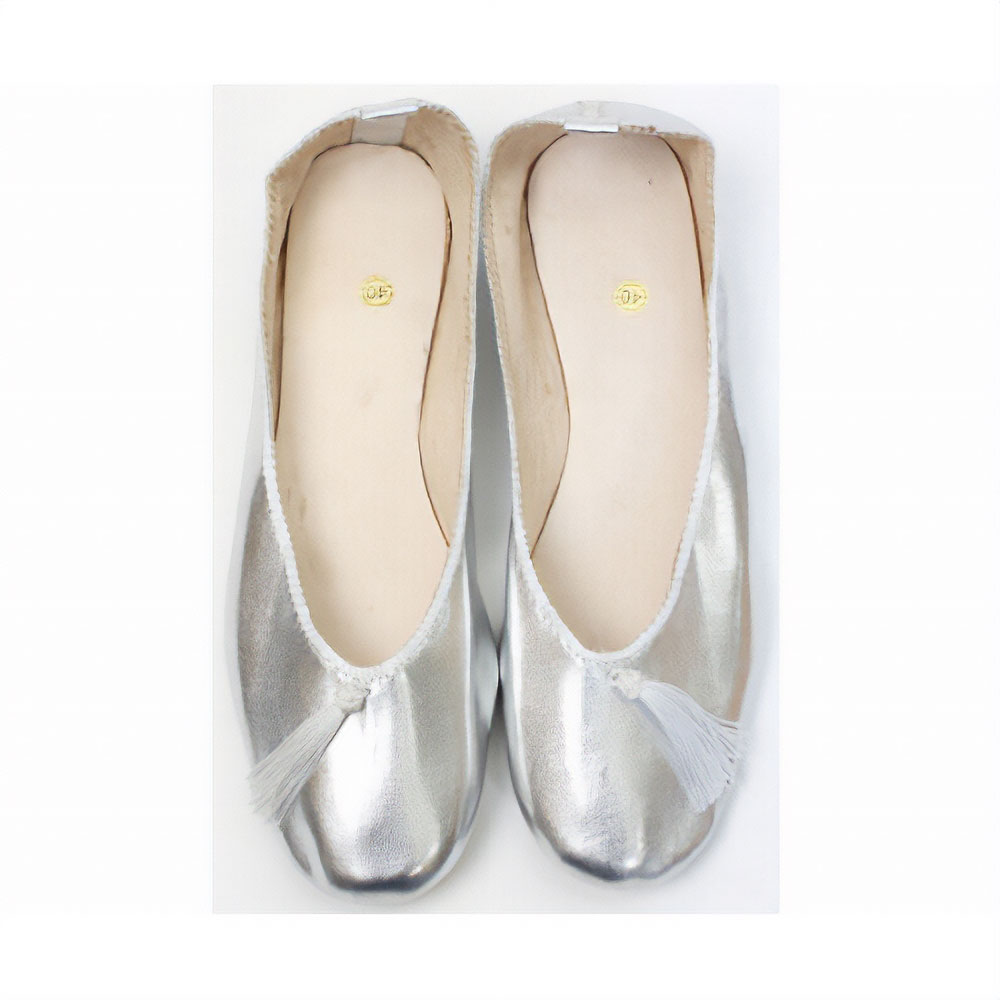 革バレリーナシューズ 大人用 シルバー