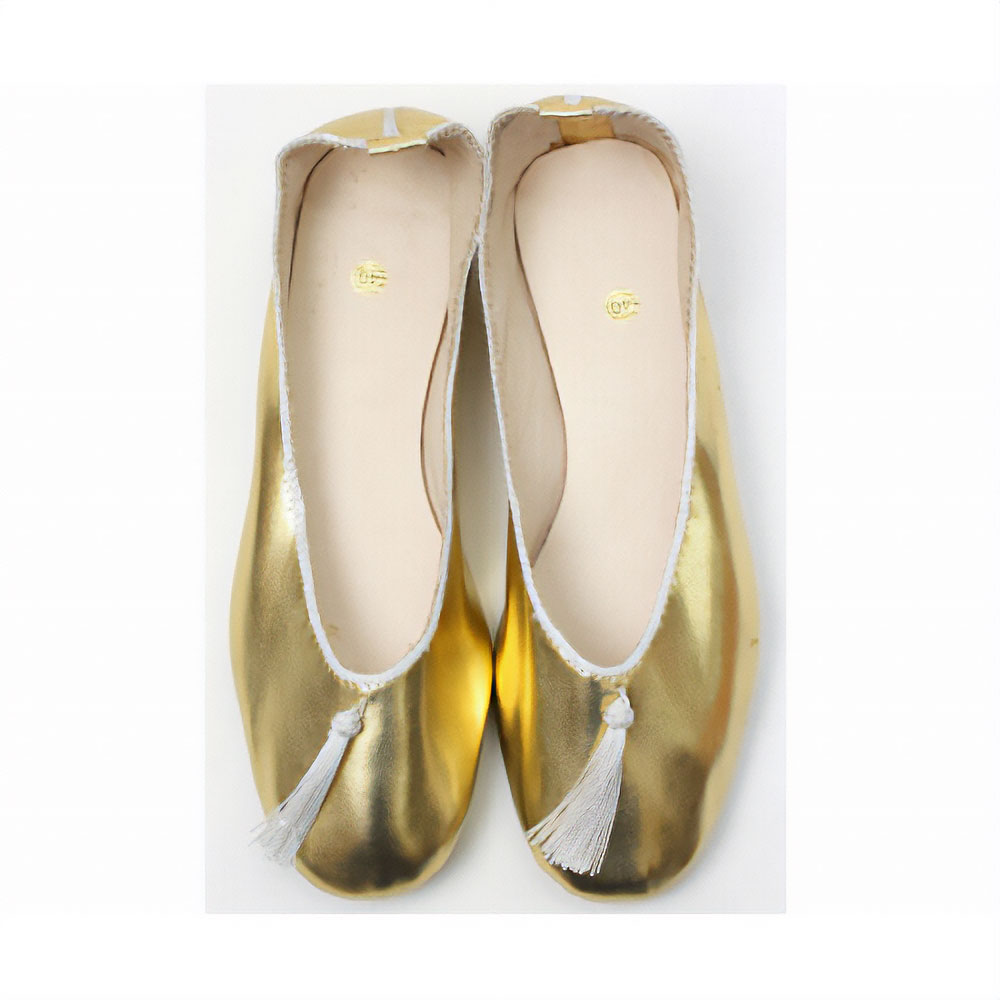 革バレリーナシューズ 大人用 ゴールド
