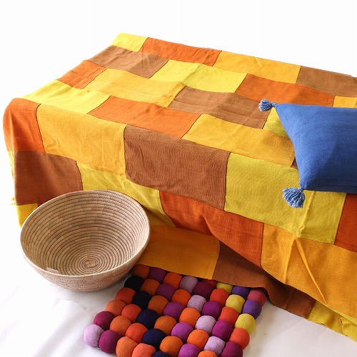 MAAM SAMBA コットンマルチカバー パッチワーク 150x190 黄系 一点もの