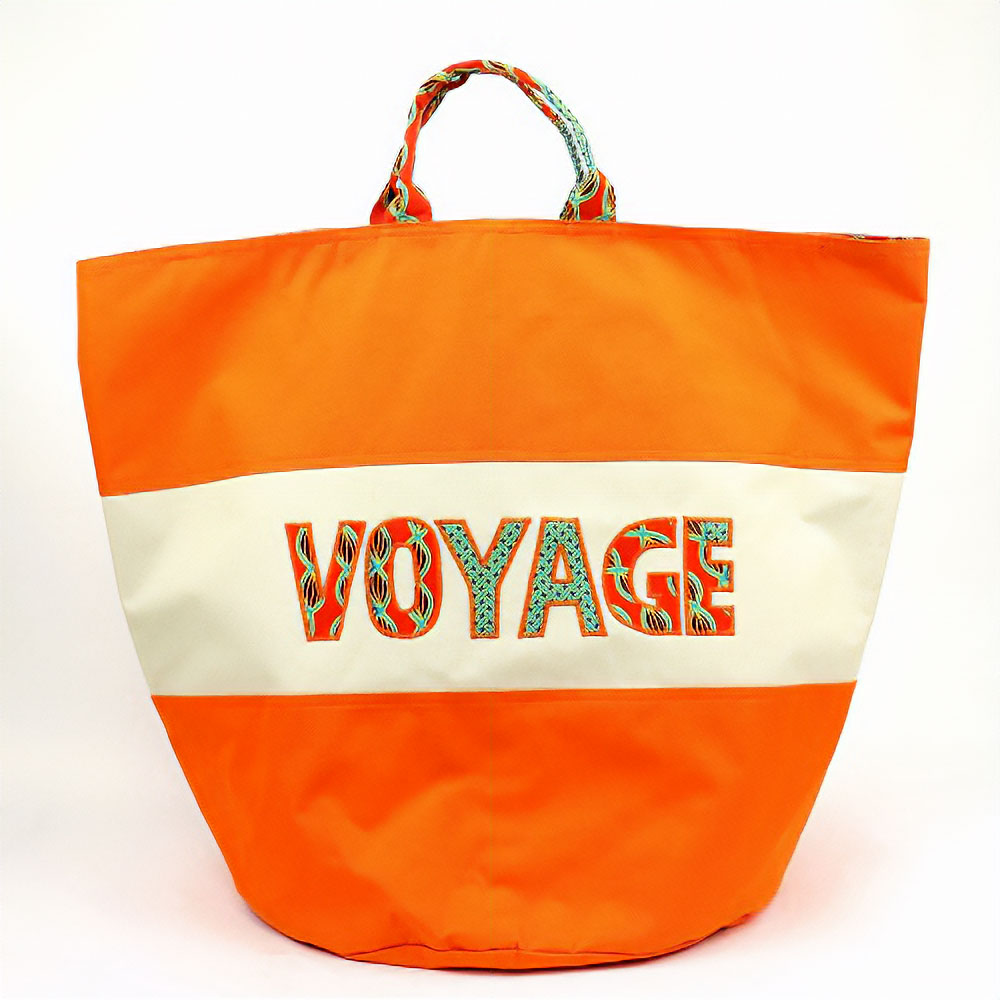 セネガル ロゴ入り筒バッグ オレンジ VOYAGE 一点もの01