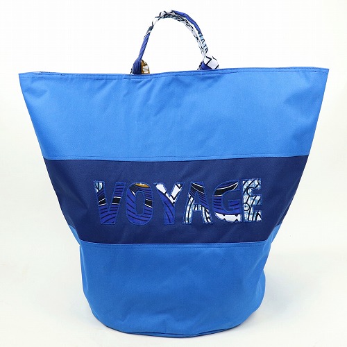 セネガル ロゴ入り筒バッグ 青 VOYAGE 一点もの01