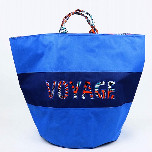 セネガル ロゴ入り筒バッグ 青 VOYAGE 一点もの03