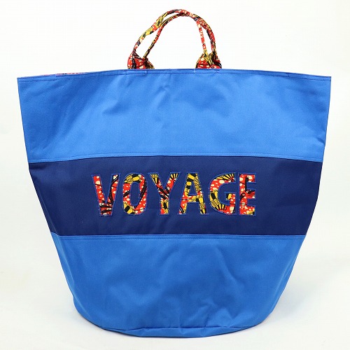 セネガル ロゴ入り筒バッグ 青 VOYAGE 一点もの05