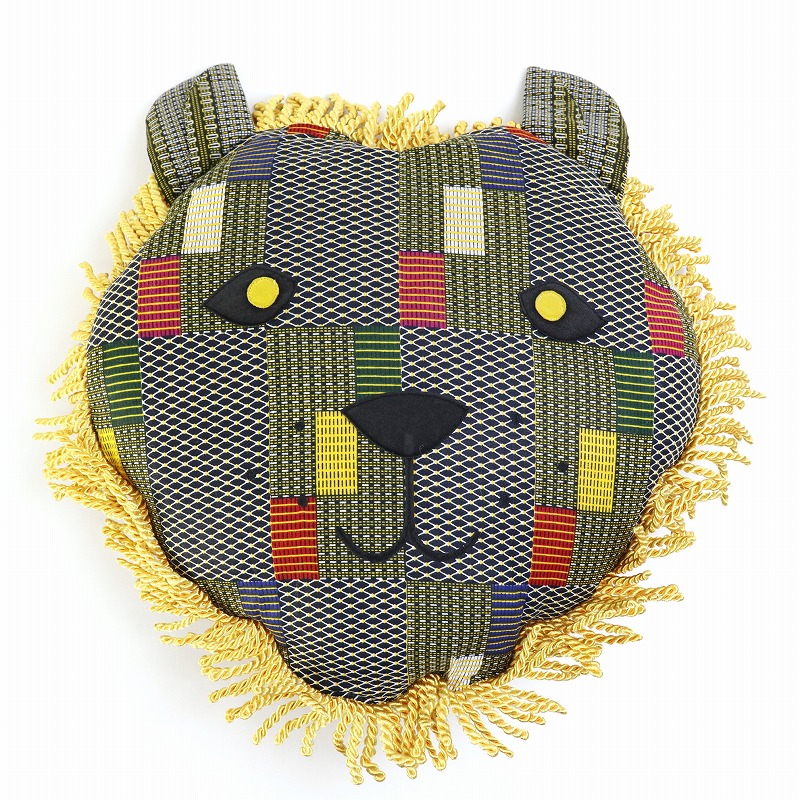 セネガル ライオンクッション 大 黄オレンジ系 一点物