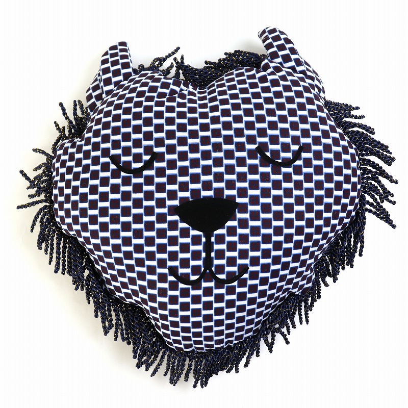 セネガル ライオンクッション 大 ネイビー系 一点物