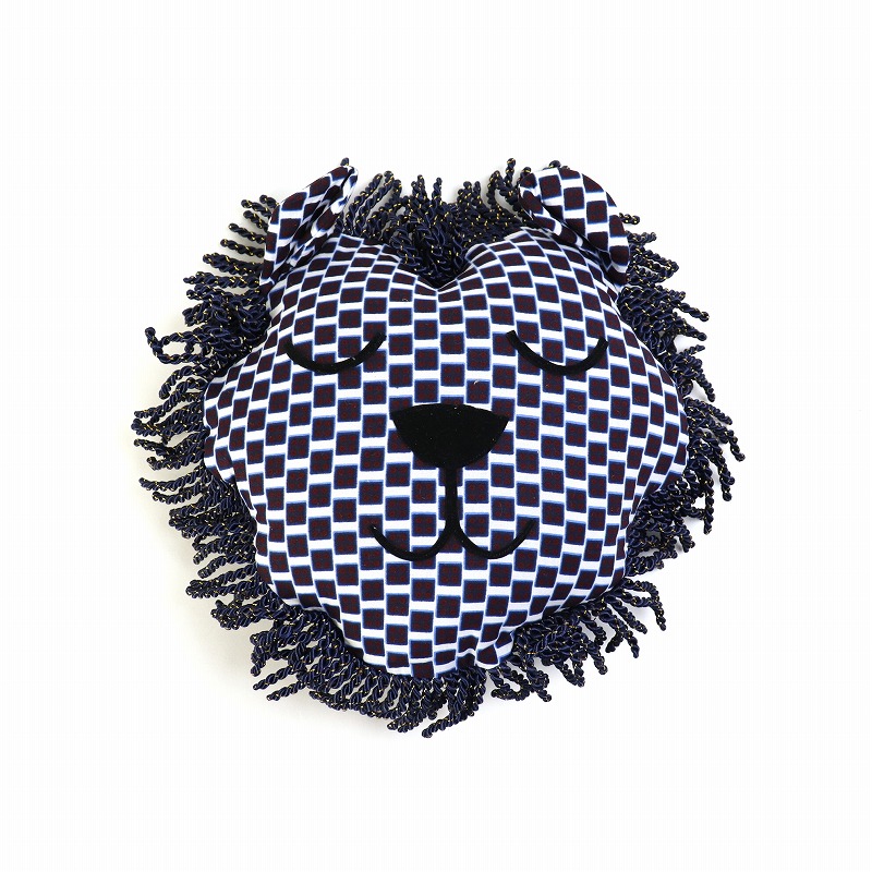 セネガル ライオンクッション 小 ネイビー系 一点物