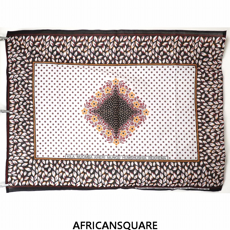 カンガ タンザニア製 中 KILA MUOMBA KHERI MUNGU HUMSHUSHIA REKHEMA オレンジ