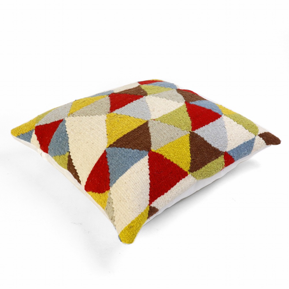 チュニジア 羊毛クッションカバー 50x50 白マルチ