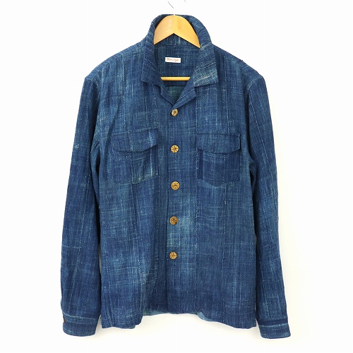 【受注】AFSH-02 藍染古布長袖シャツ 一点物　01