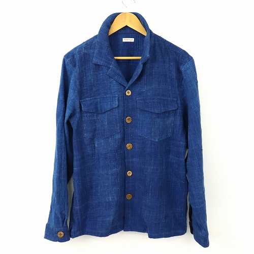 【受注】AFSH-02 藍染め長袖シャツ 包帯布 一点物　02