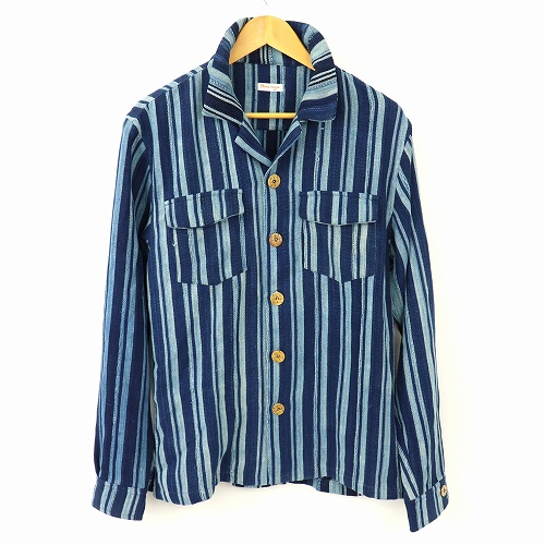 【受注】AFSH-02 バウレ藍染布長袖シャツ 一点物　01