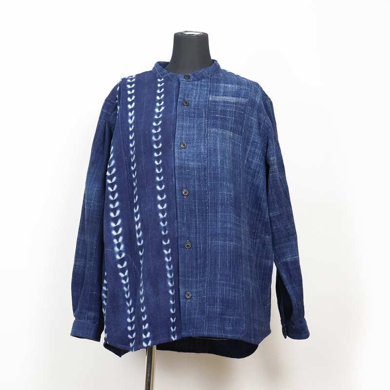 【受注】ユニセックス長袖シャツL 藍染柄ミックス AFST-10