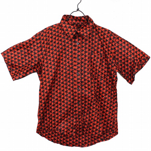 パーニュ半袖シャツ 赤細柄