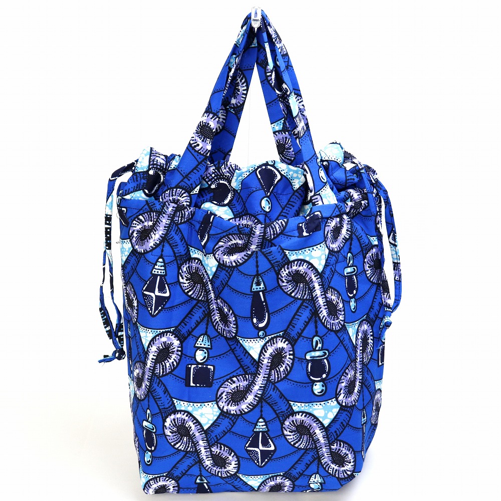 パーニュ巾着エコバッグ 大 シャンデリア 青