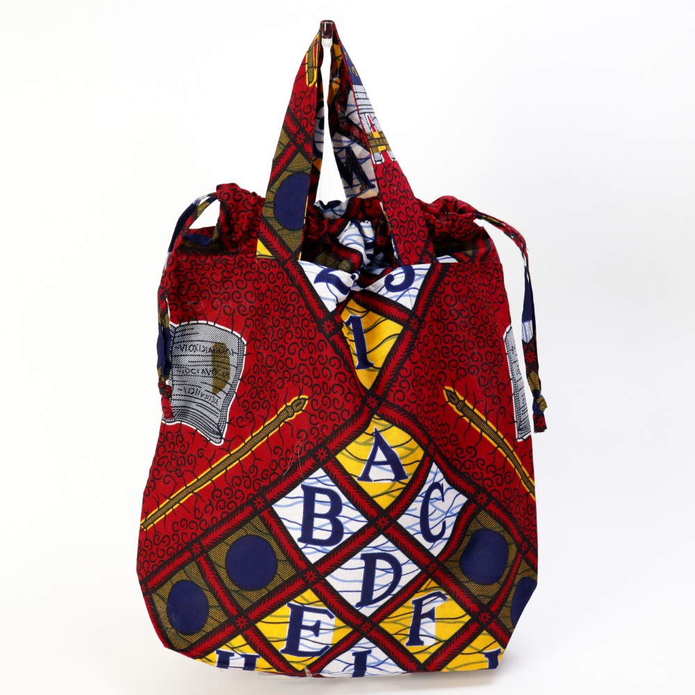 パーニュ巾着エコバッグ 大 207 学校 赤