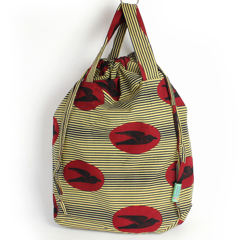 パーニュ巾着エコバッグ 大 赤燕