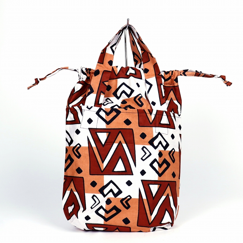 パーニュ巾着エコバッグ 小 134 泥染め茶白市松 BHP O37 【タグ無】