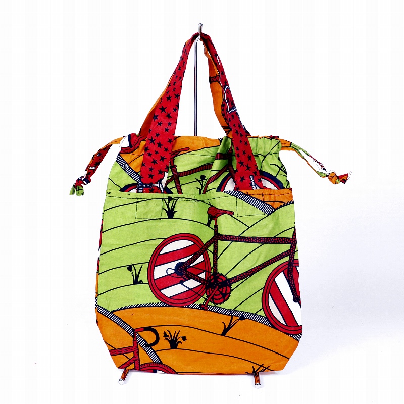 パーニュ巾着エコバッグ 小 161 自転車 赤 T01 SHP