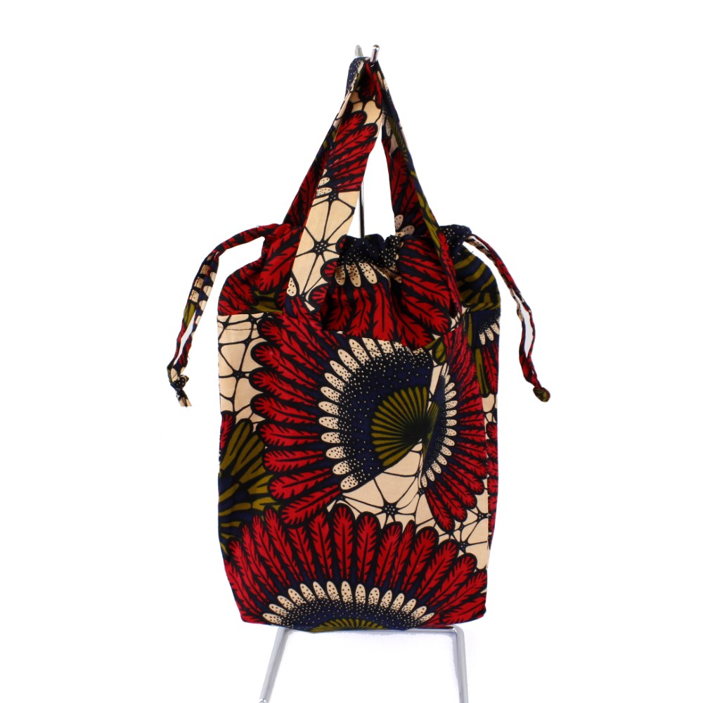 パーニュ巾着エコバッグ 小 182 扇子 赤 S159