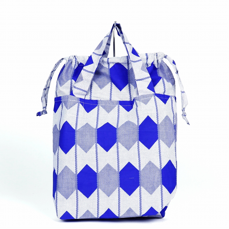 パーニュ巾着エコバッグ 中 138 ケンテ藍矢絣 SHP O38 【タグ無】