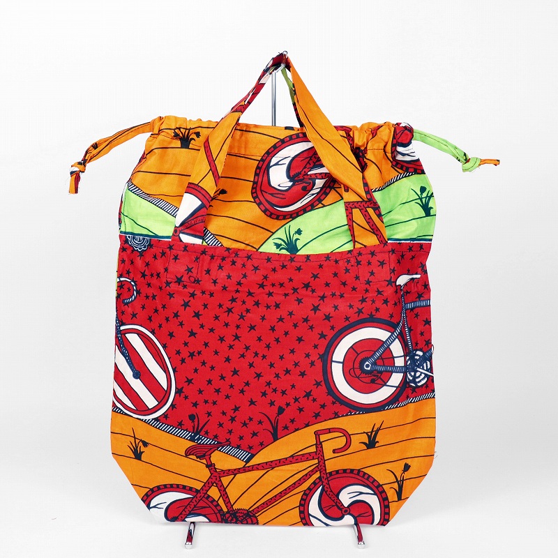 パーニュ巾着エコバッグ 中 161 自転車 赤 T01 SHP